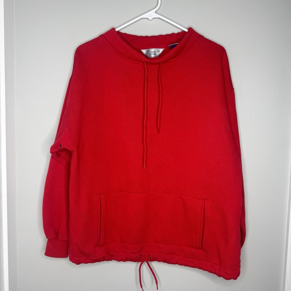 VTG‎ John Henry Red M Pullover Sweatshirt Drawstring Hem Made in Taiwan R.O.C.